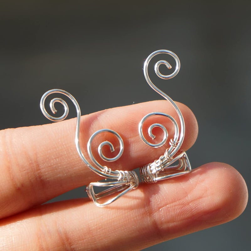 OwMell Handmade Ear Cuff Earrings, OwMell Elf Ear Cuffs No Piercing Hypoallergenic Simple Rolled Earrings Fantasy Costume for Party Wearing - Silver - Image 4